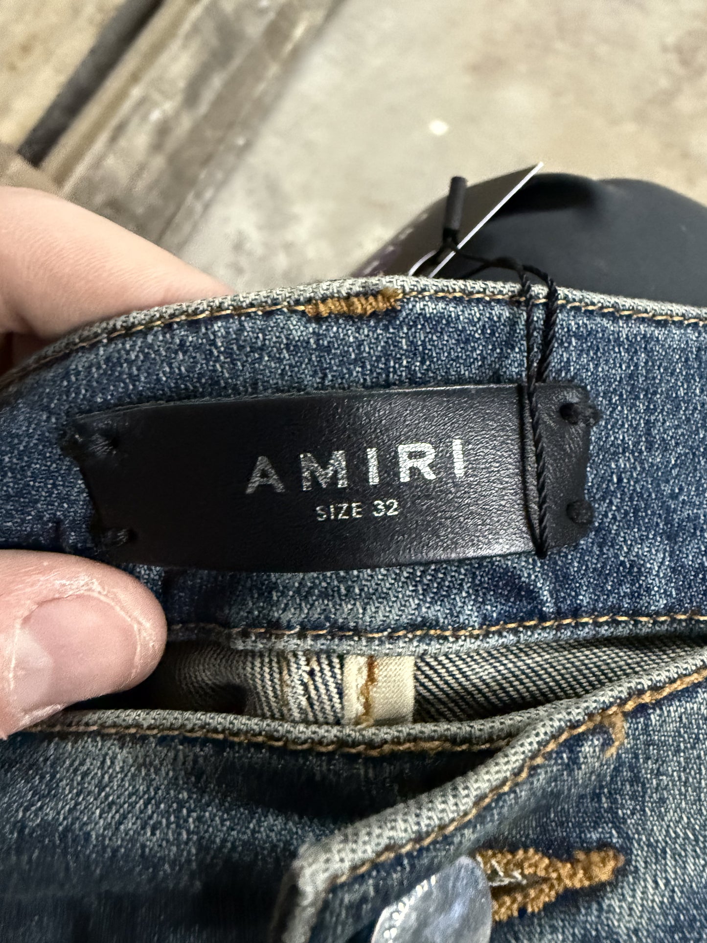 Amiri Jeans Dark Wash Biker Patch Used 32