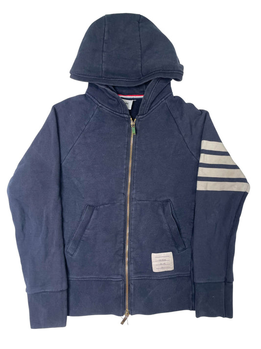 Thom Browne Zip Up Navy Hoodie