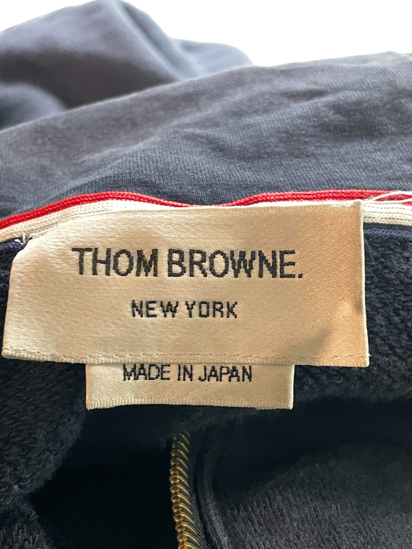 Thom Browne Zip Up Navy Hoodie