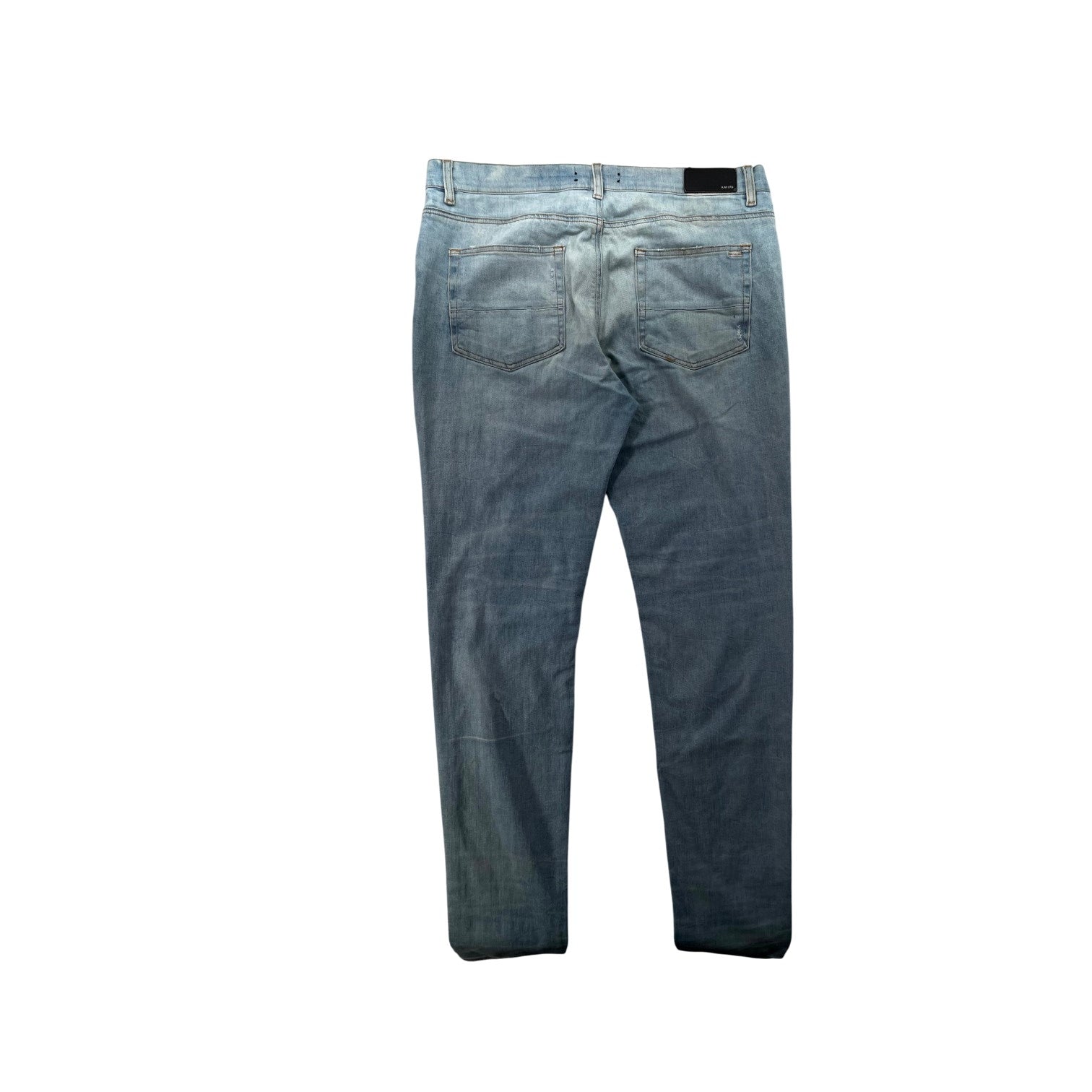 Amiri "MX1" Cheetah Patch Light Wash, Black & White Jeans