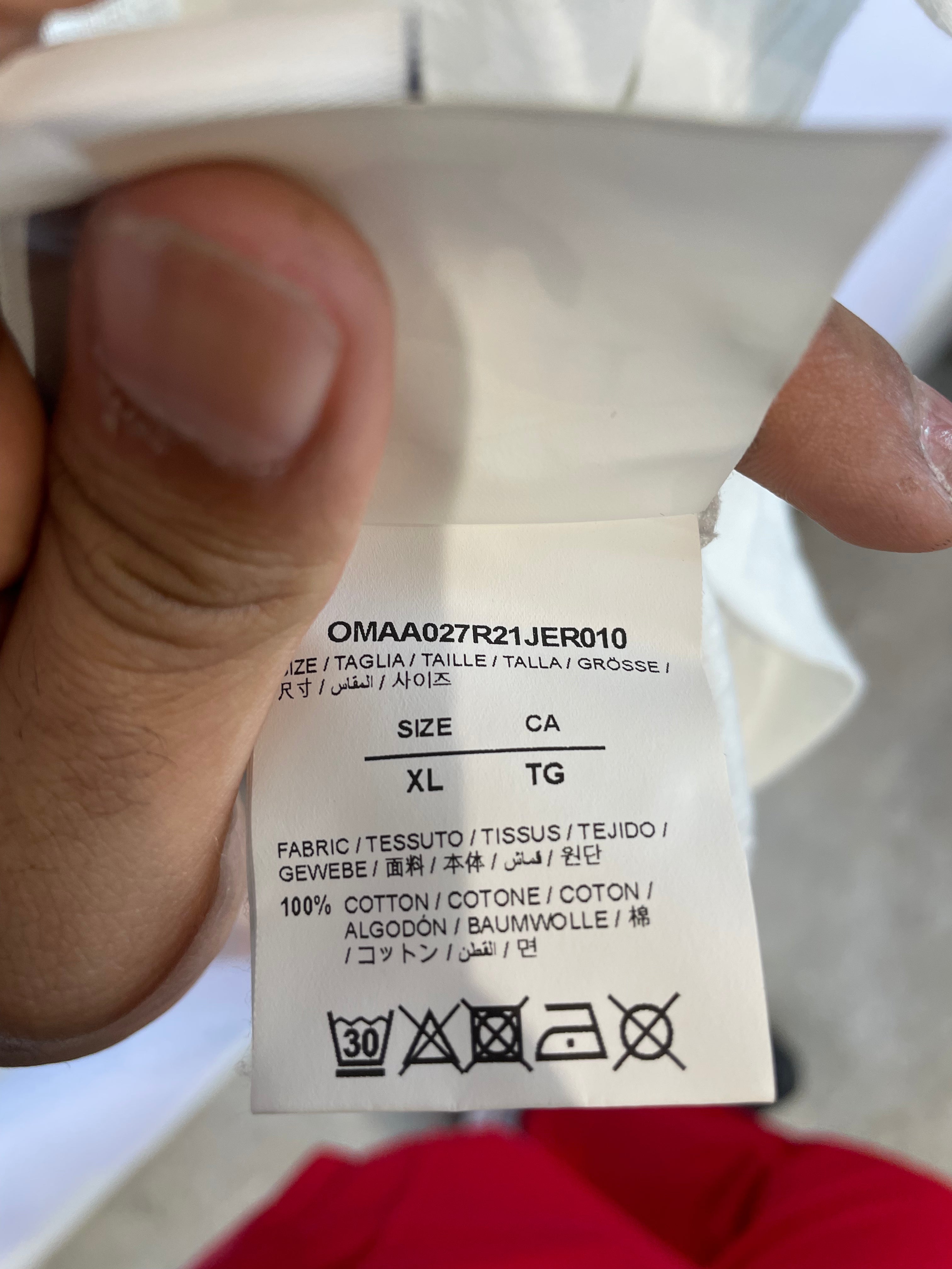 Off-White Tee White Red Spray Paint Used XL