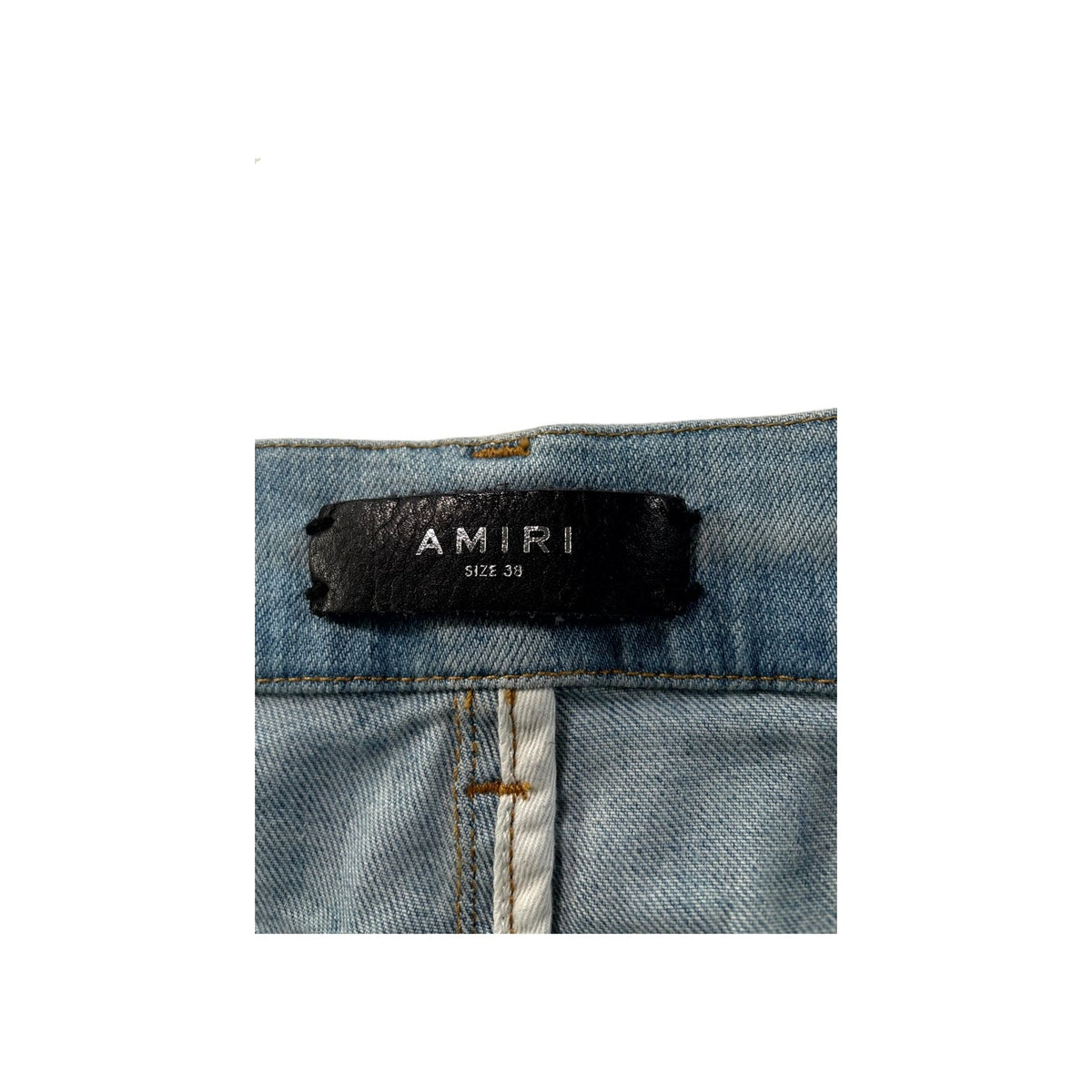Amiri "MX1" Cheetah Patch Light Wash, Black & White Jeans