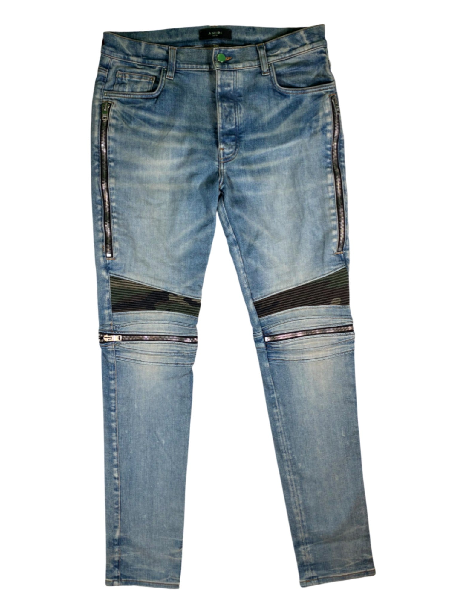 Amiri MX2 Camo Patch Light Wash Jeans