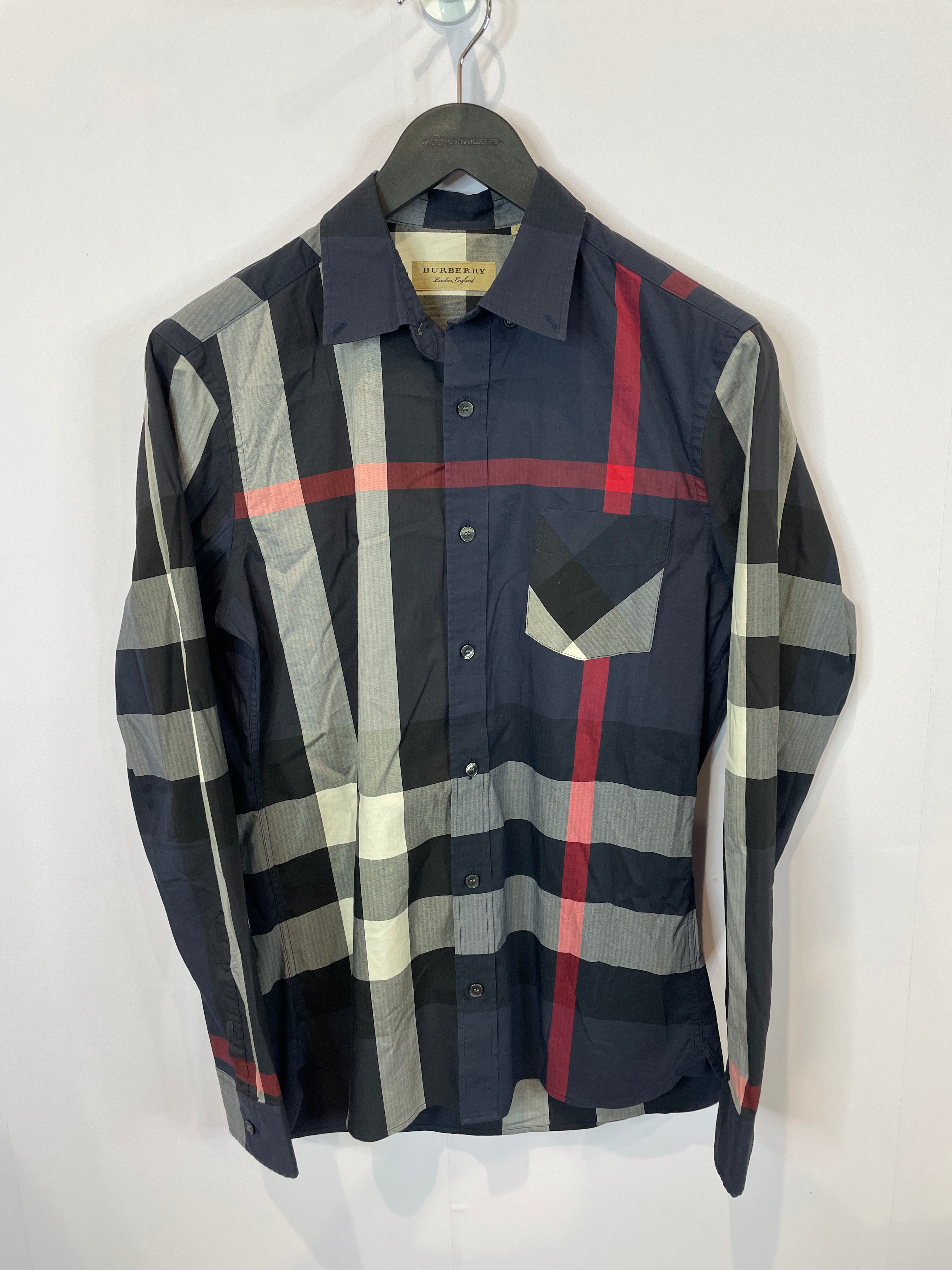 Burberry Button Up Navy Red Used Small