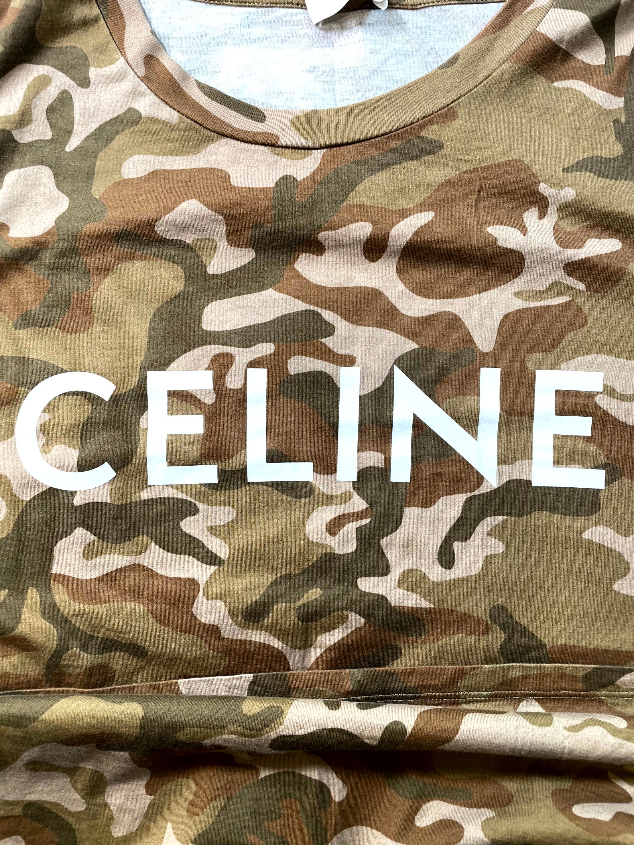 Celine Desert Camo Core Logo Multicolor & White Tee