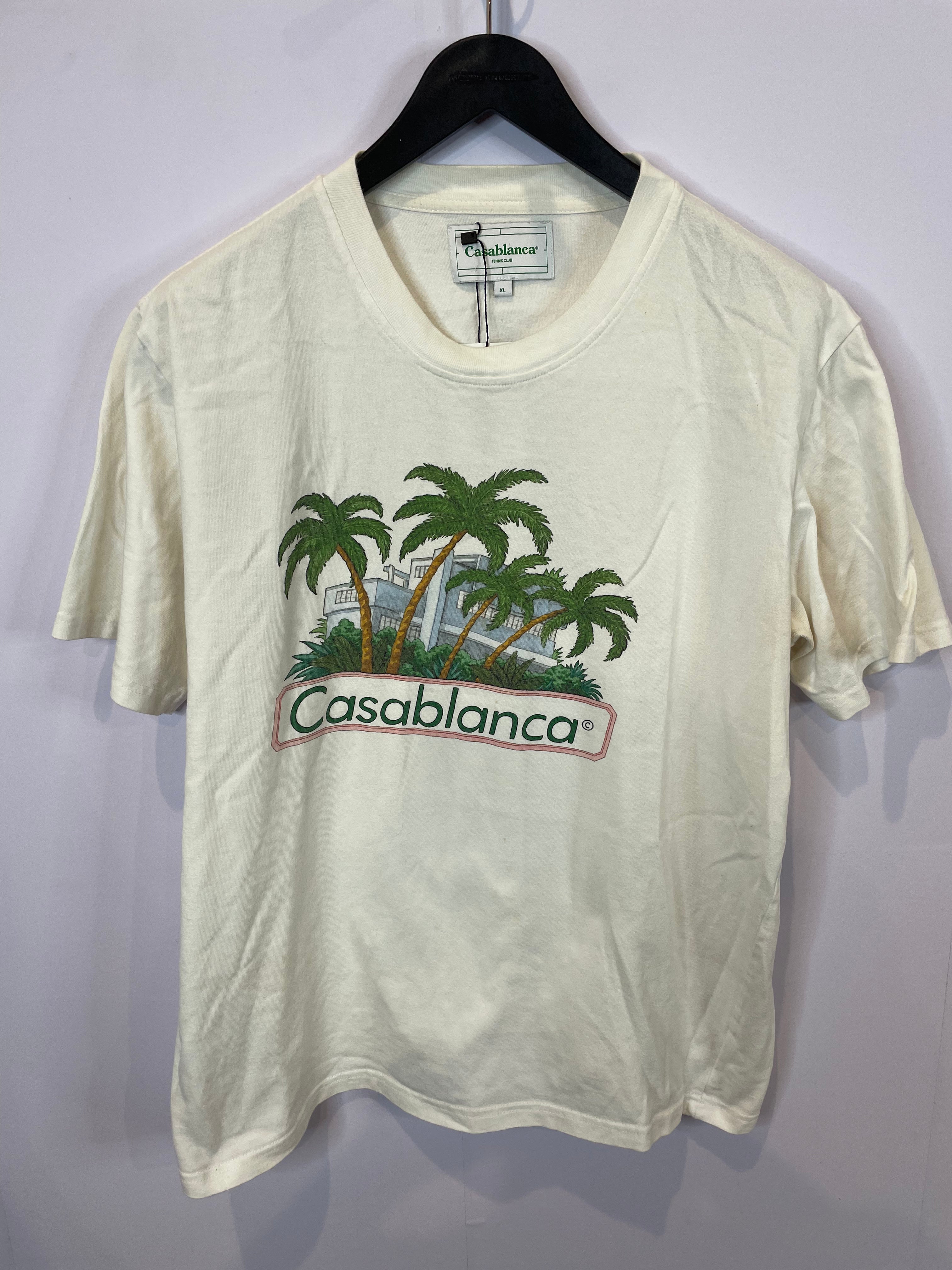Casablanca Tee White Palm Pink Used XL