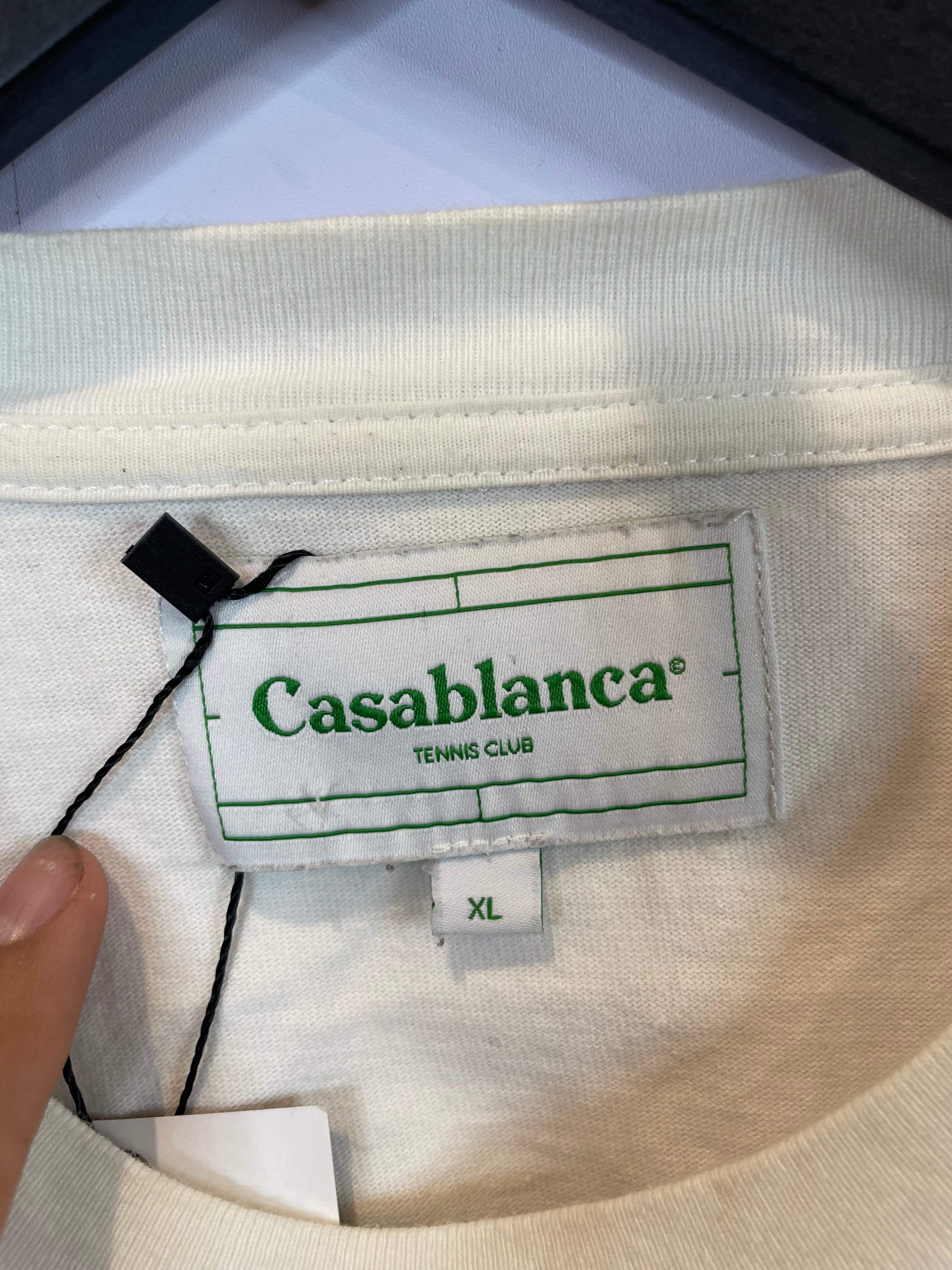 Casablanca Tee White Palm Pink Used XL