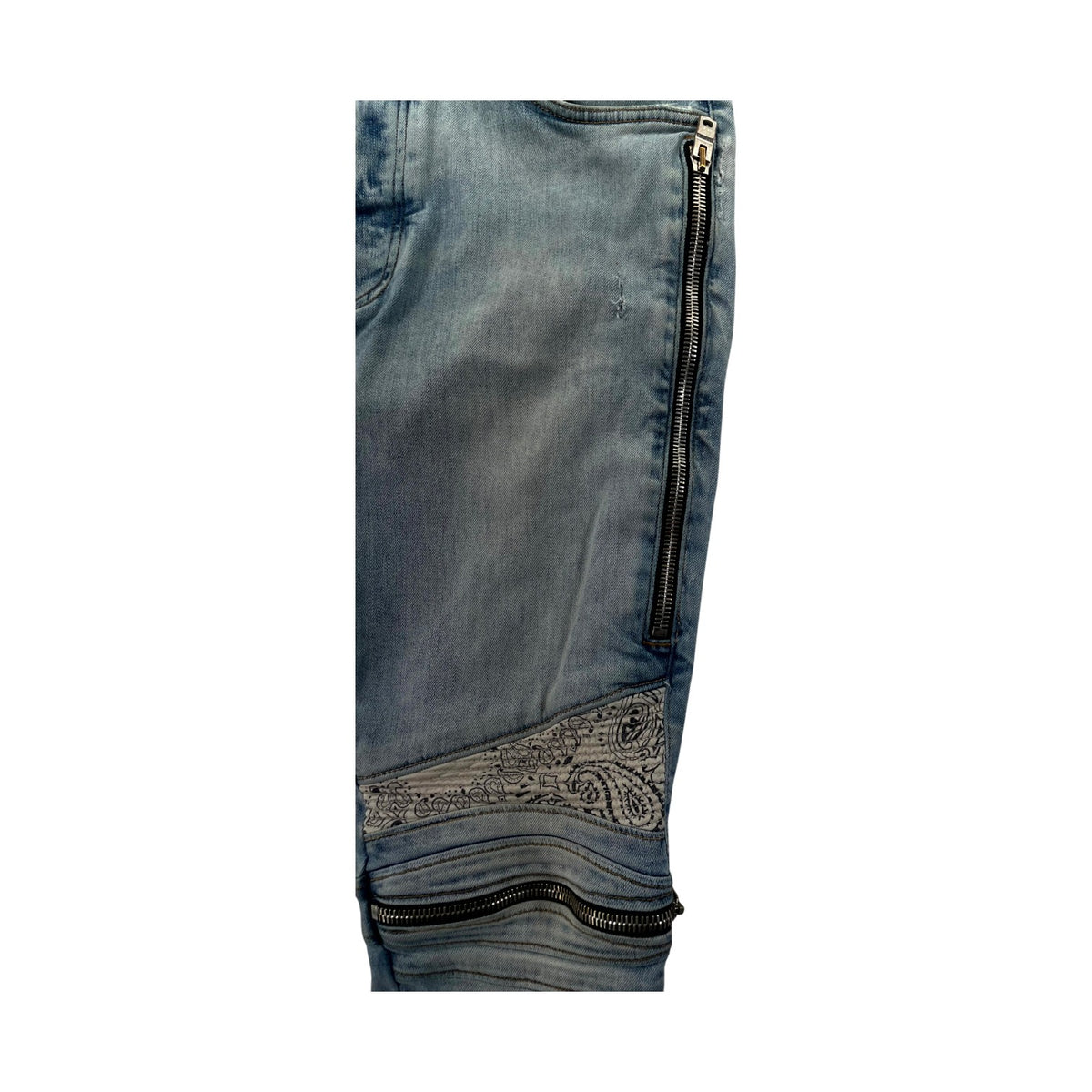 Amiri "MX2" Bandana Light Wash & White Jeans