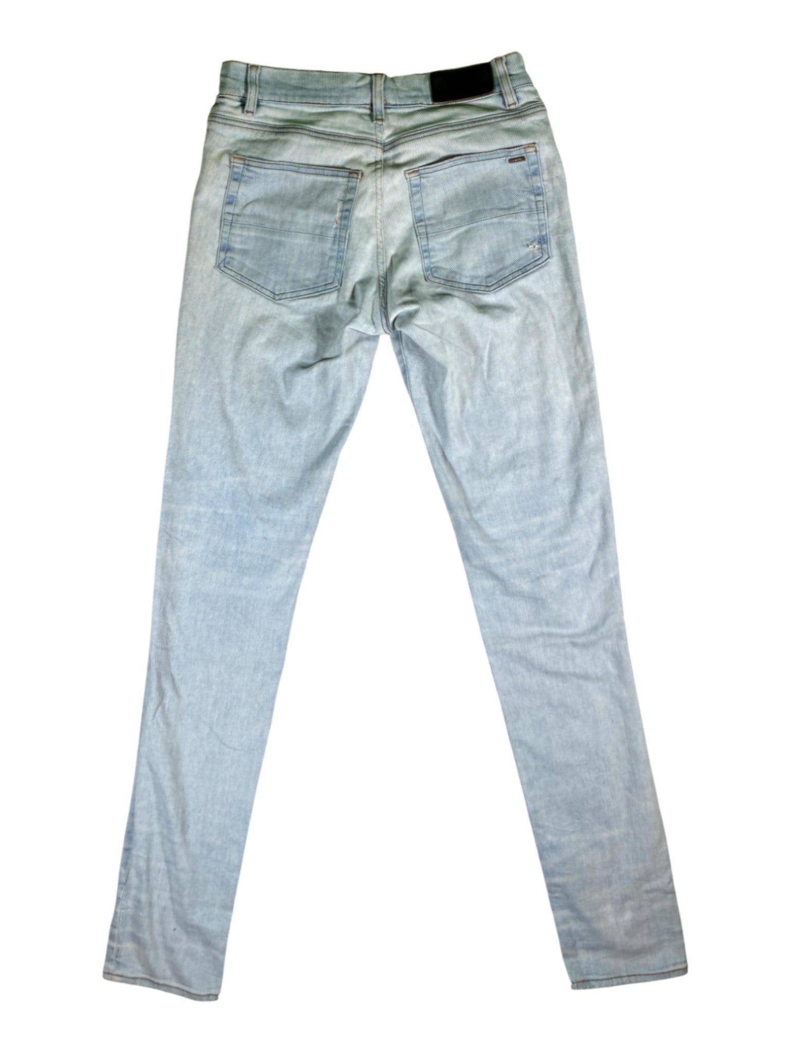 Amiri Leather Patch MX1 Light Wash & White Jeans