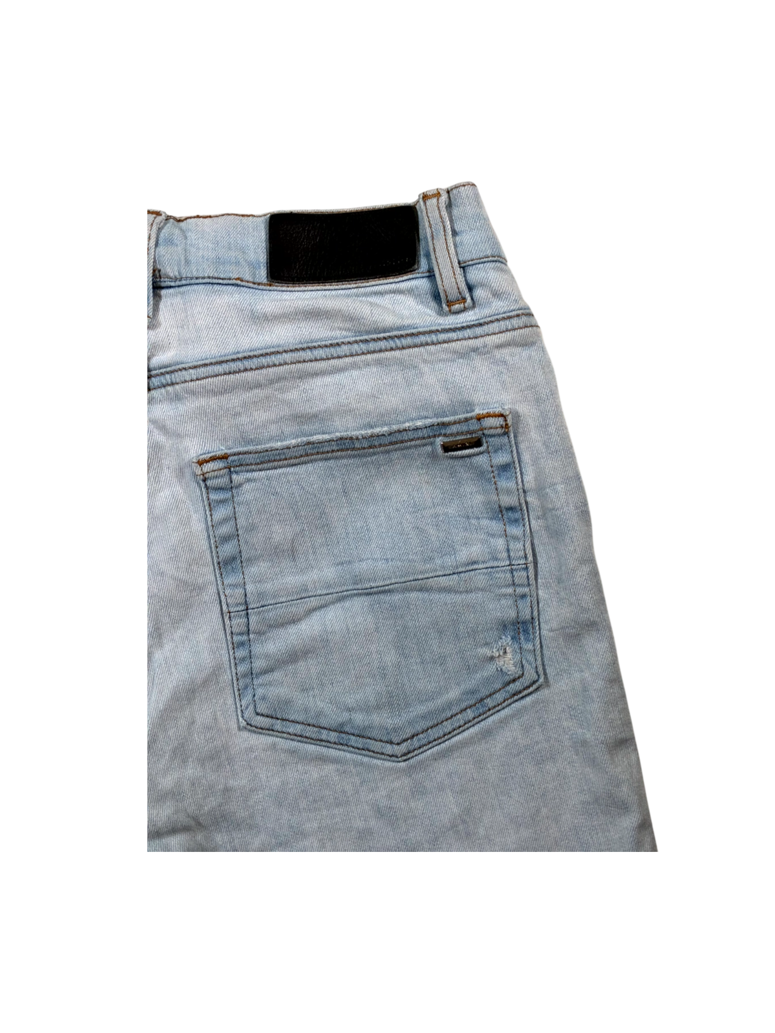Amiri Leather Patch MX1 Light Wash & White Jeans