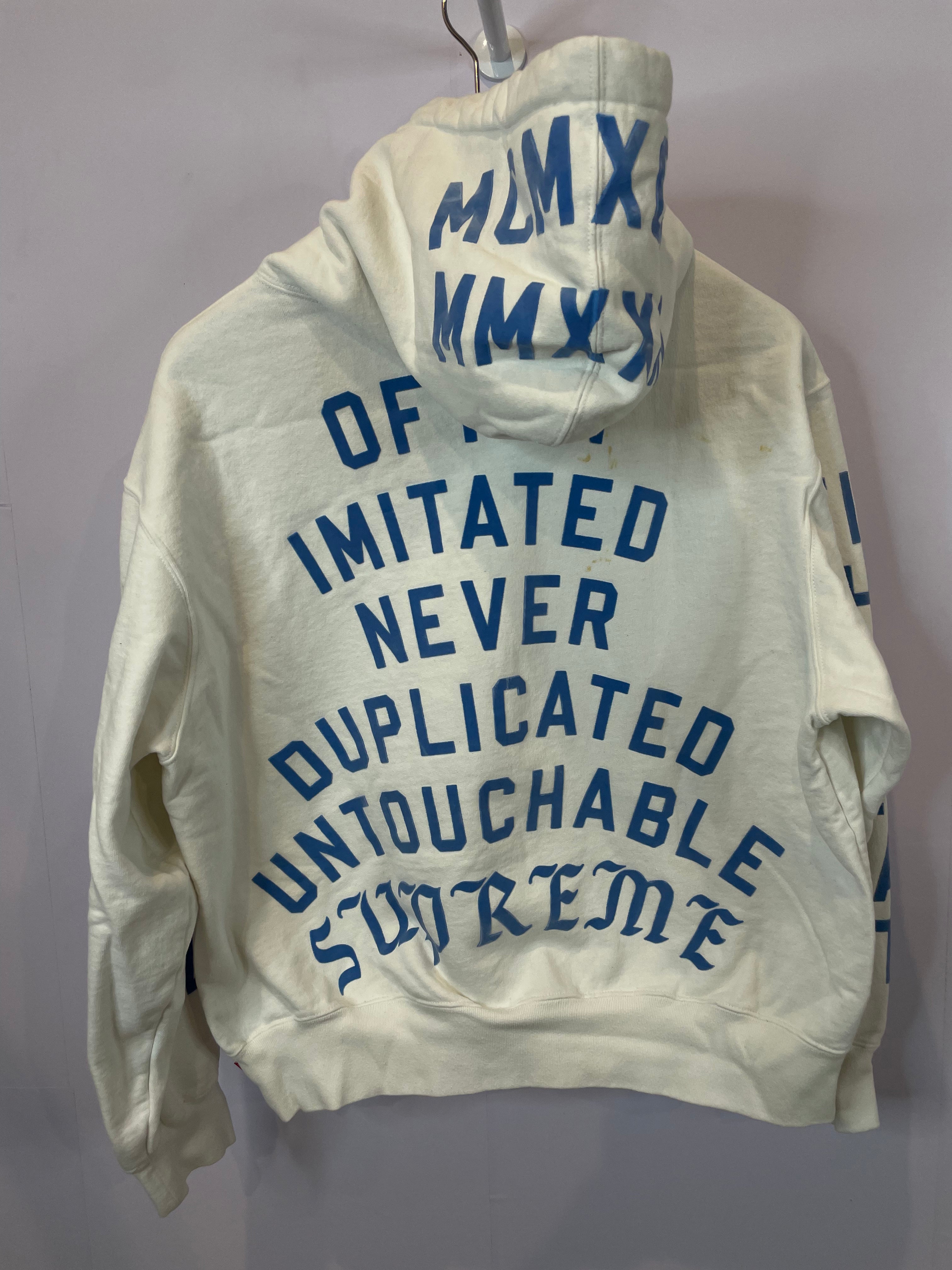 Supreme Team Hoodie White Blue Used Small