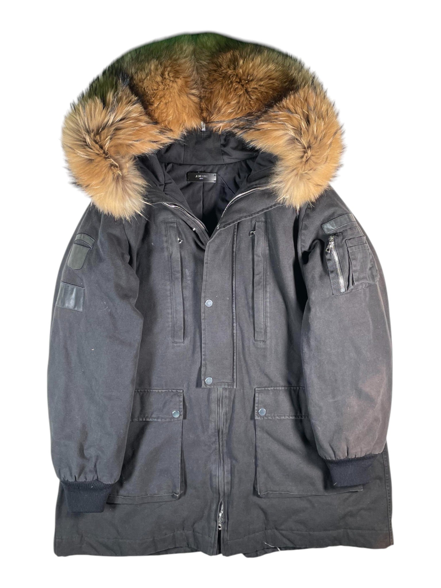 Amiri Core Logo Black Fur Puffer Jacket