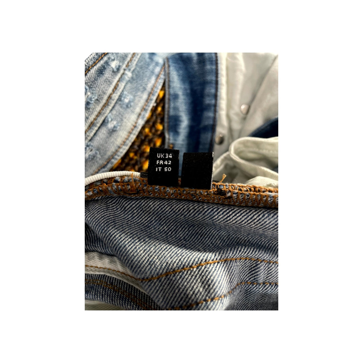 Amiri "MX2" Honey Comb Light Wash & Yellow Jeans
