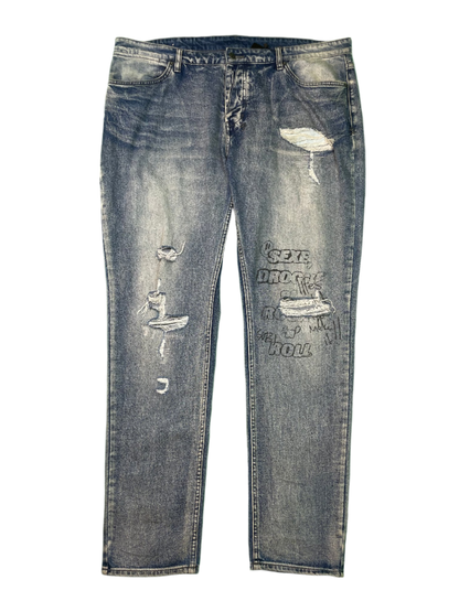 Ksubi Dark Wash Writing Blue Jeans
