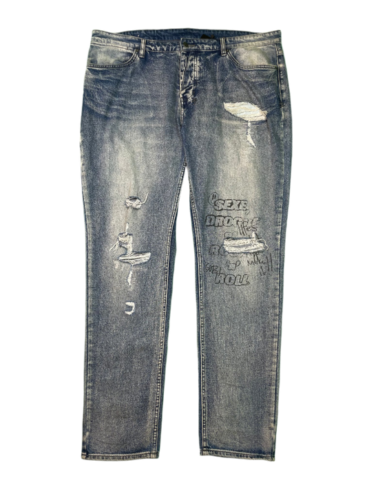 Ksubi Dark Wash Writing Blue Jeans