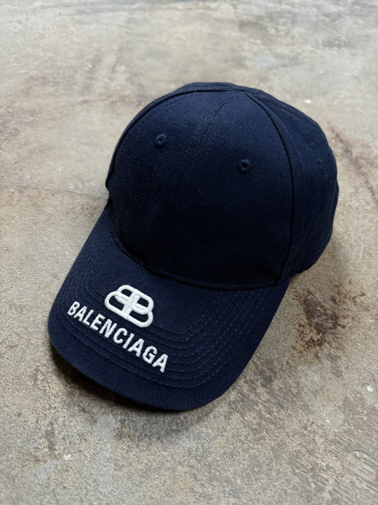 Balenciaga Cap Navy White BB Used Large