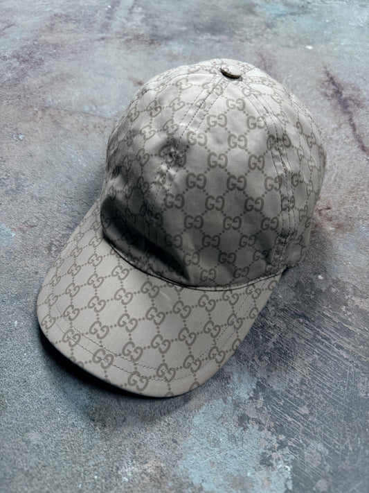 Gucci Cap Monogram Beige Nylon Used Large