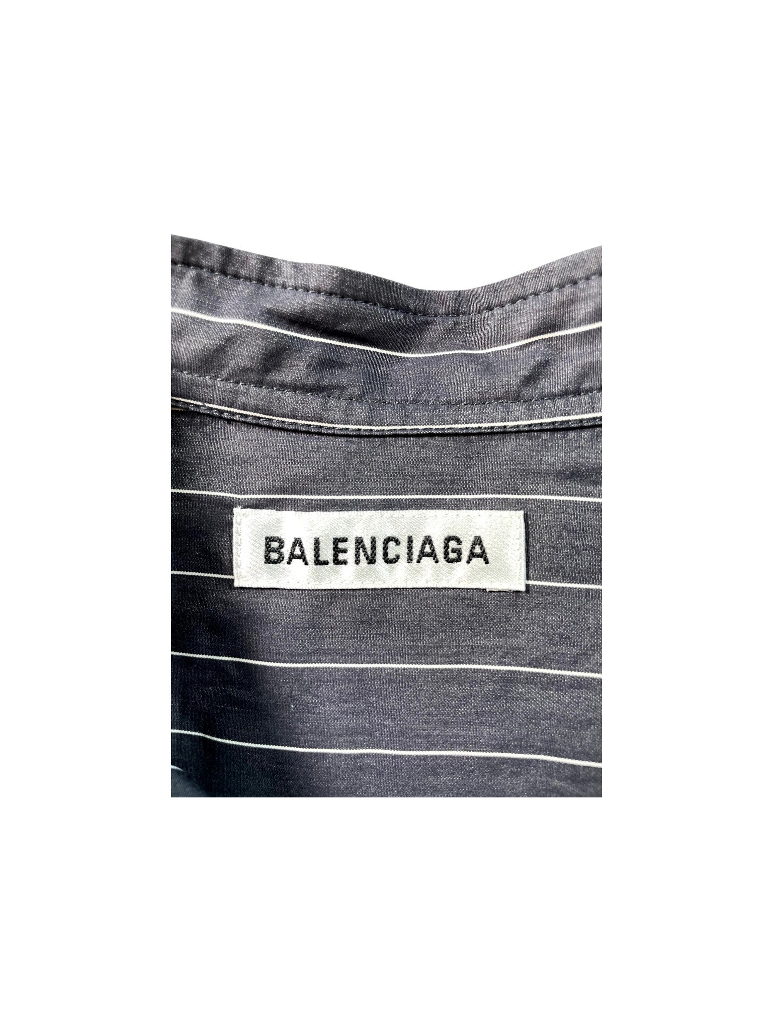 Balenciaga "Pinstripe" Button Up Navy & Pink Shirt