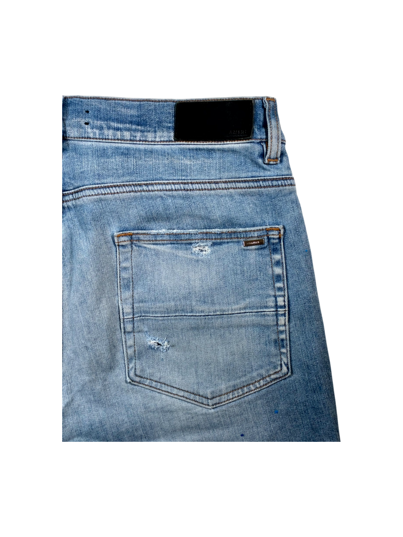 Amiri Crystal Paint Splatter Light Wash Jeans