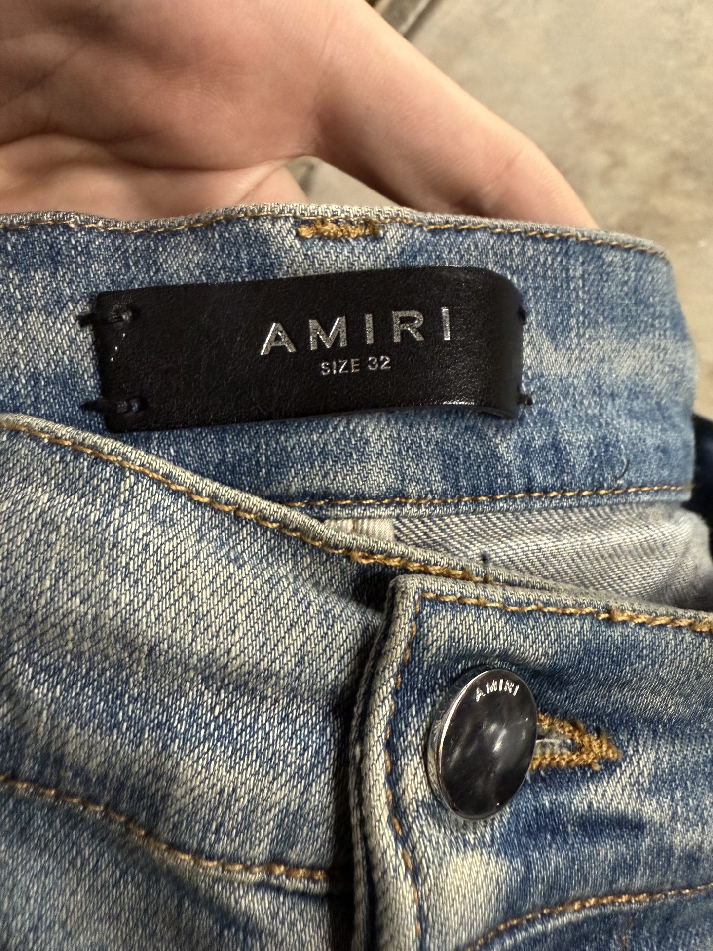 Amiri Jeans Light Wash Purple Yellow Stripe Used 32