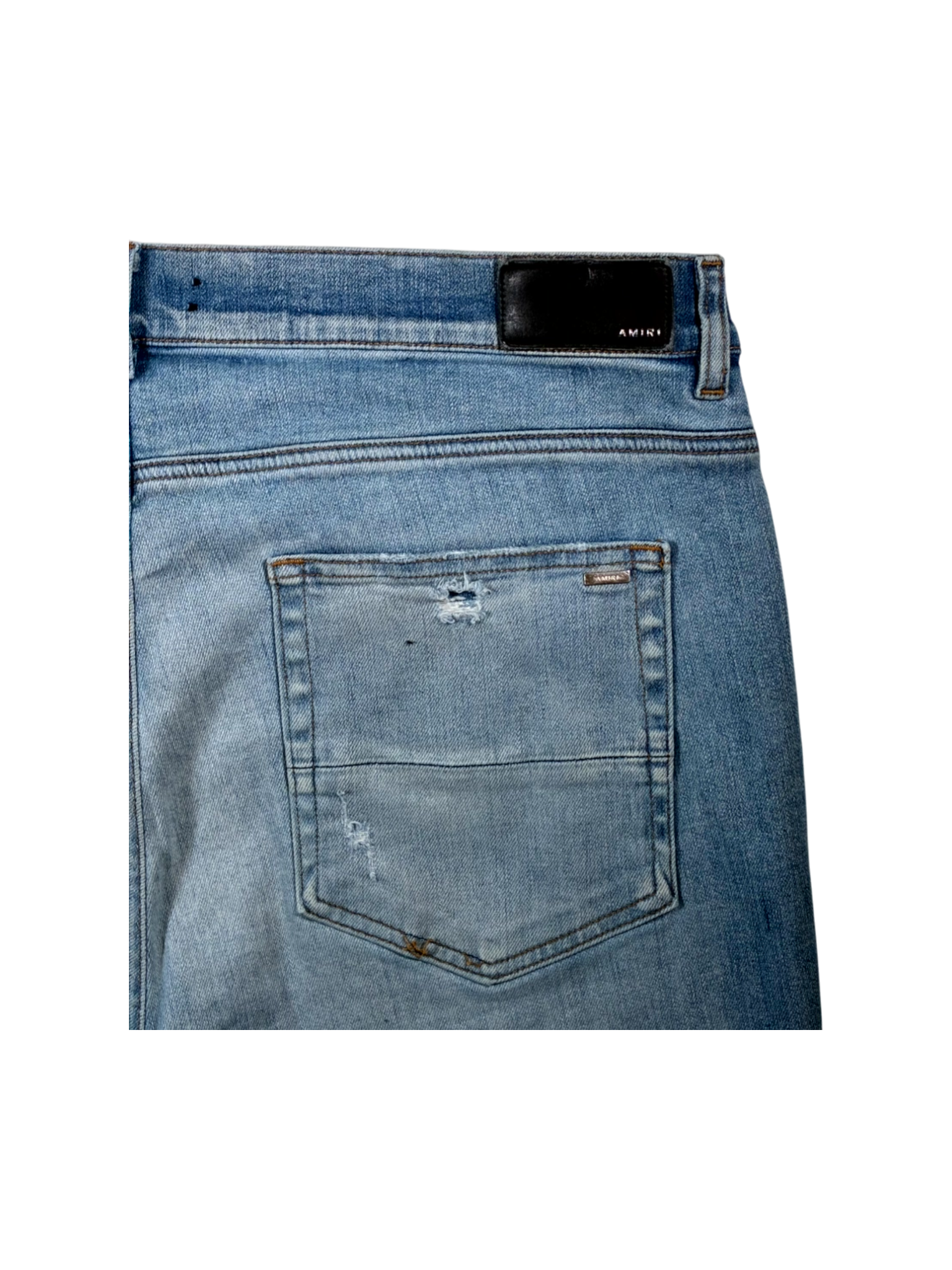 Amiri Paisley Patchwork Light Wash & Orange Jeans