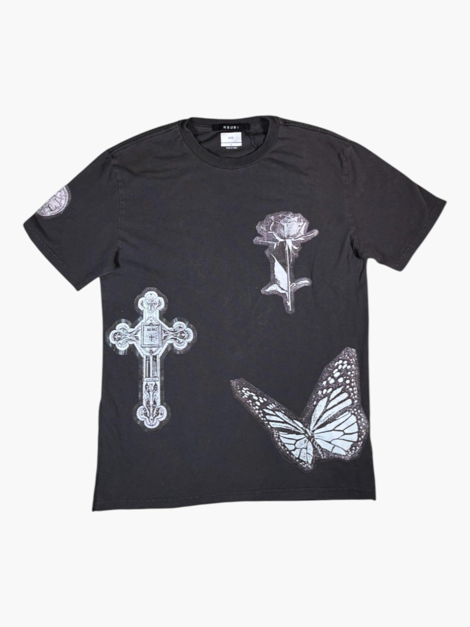 Ksubi Rose Butterfly Grey Tee