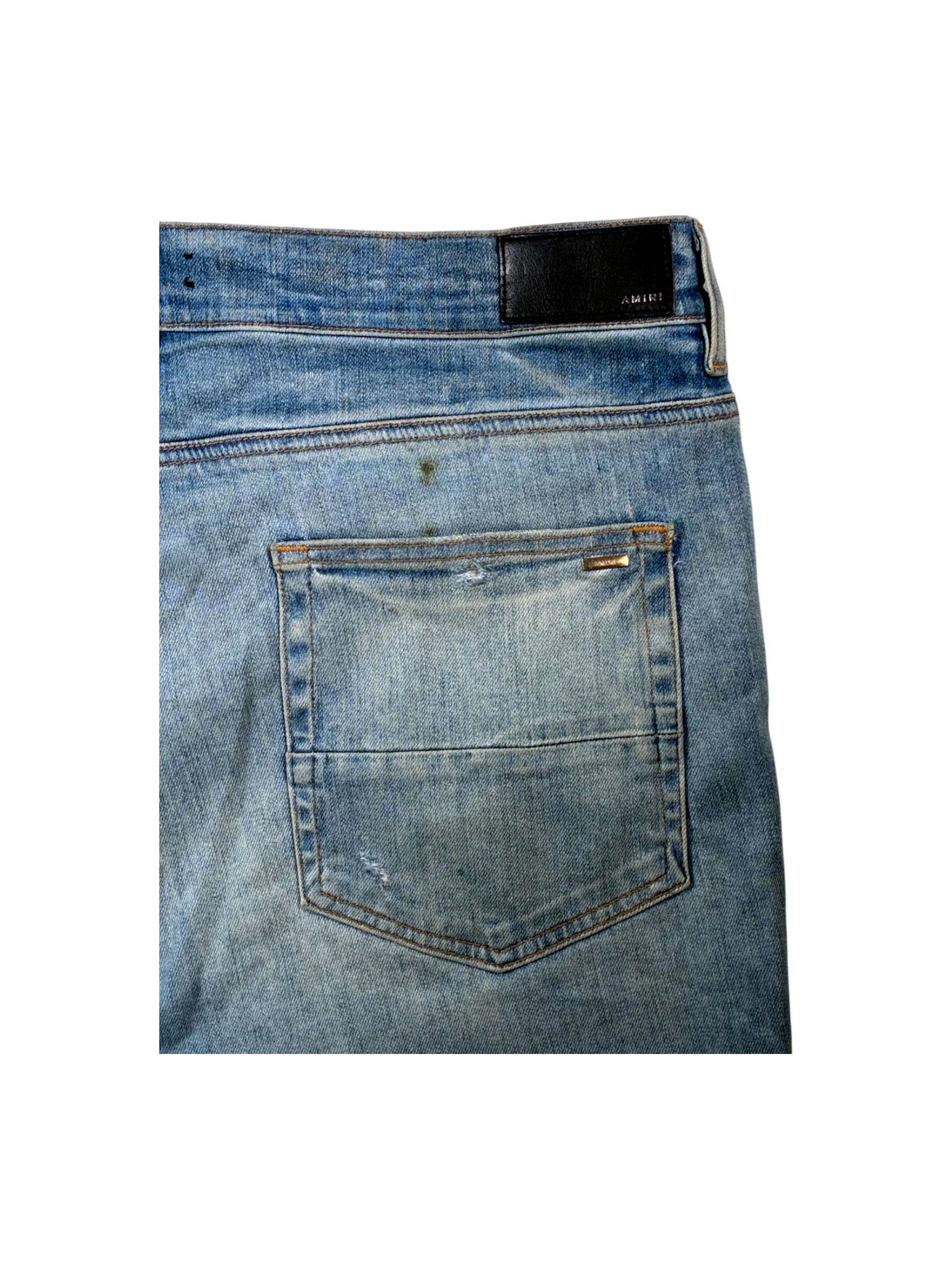 Amiri Tie Dye Aqua Patch MX1 Light Wash Jeans
