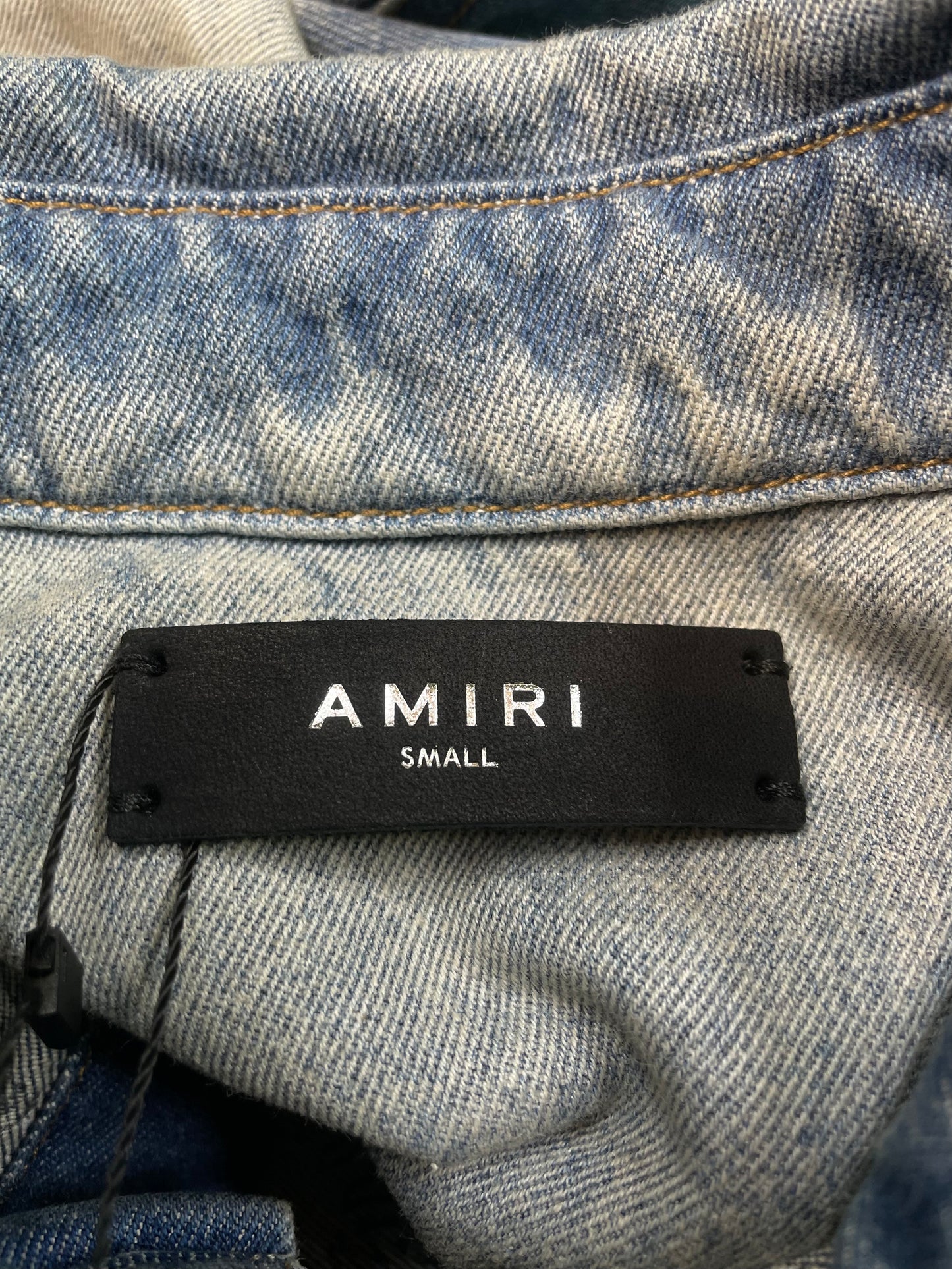Amiri Light Wash MA All Over Print Blue Jacket
