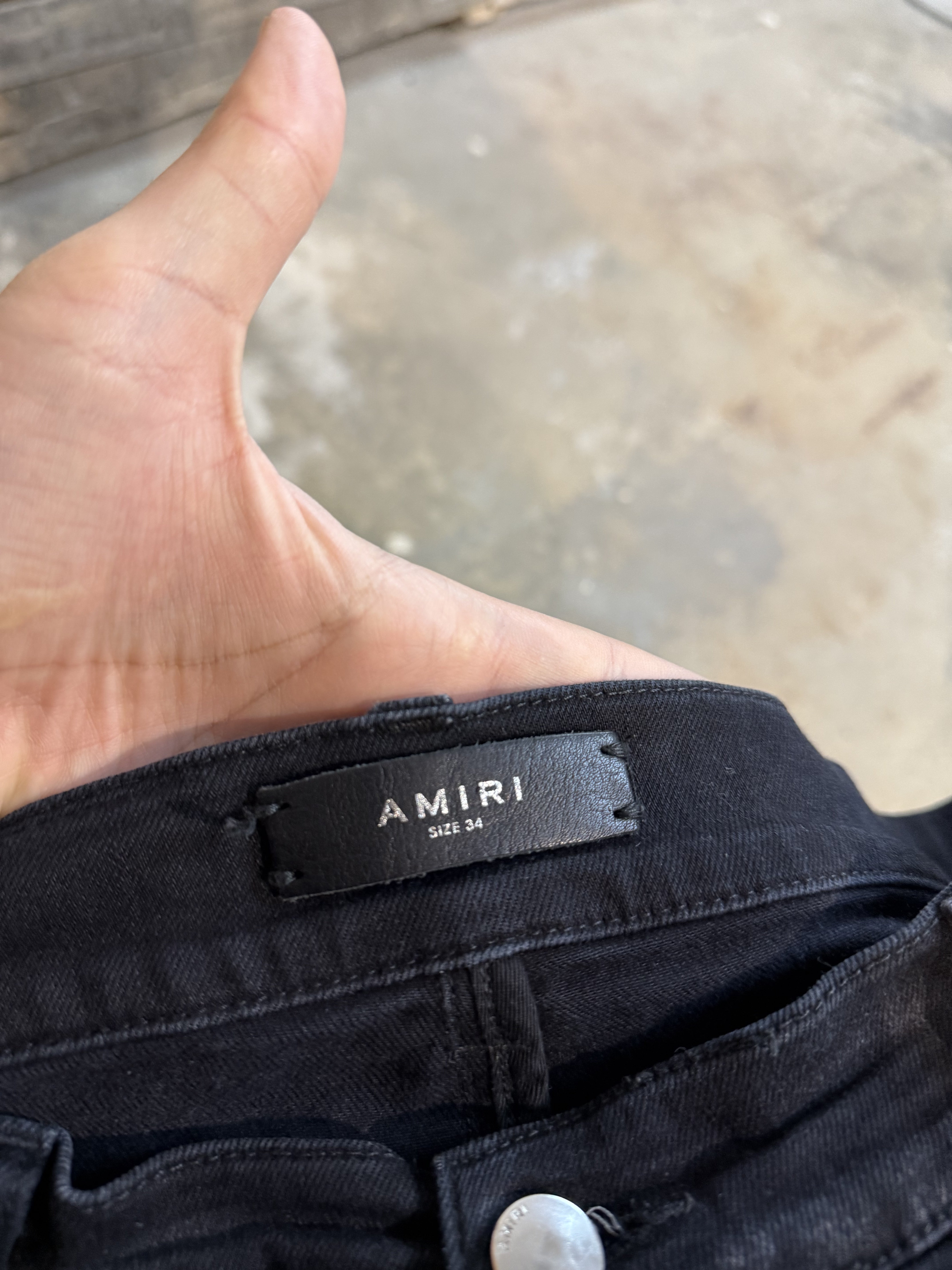 Amiri Jeans Black Splatter Patchwork Used 34