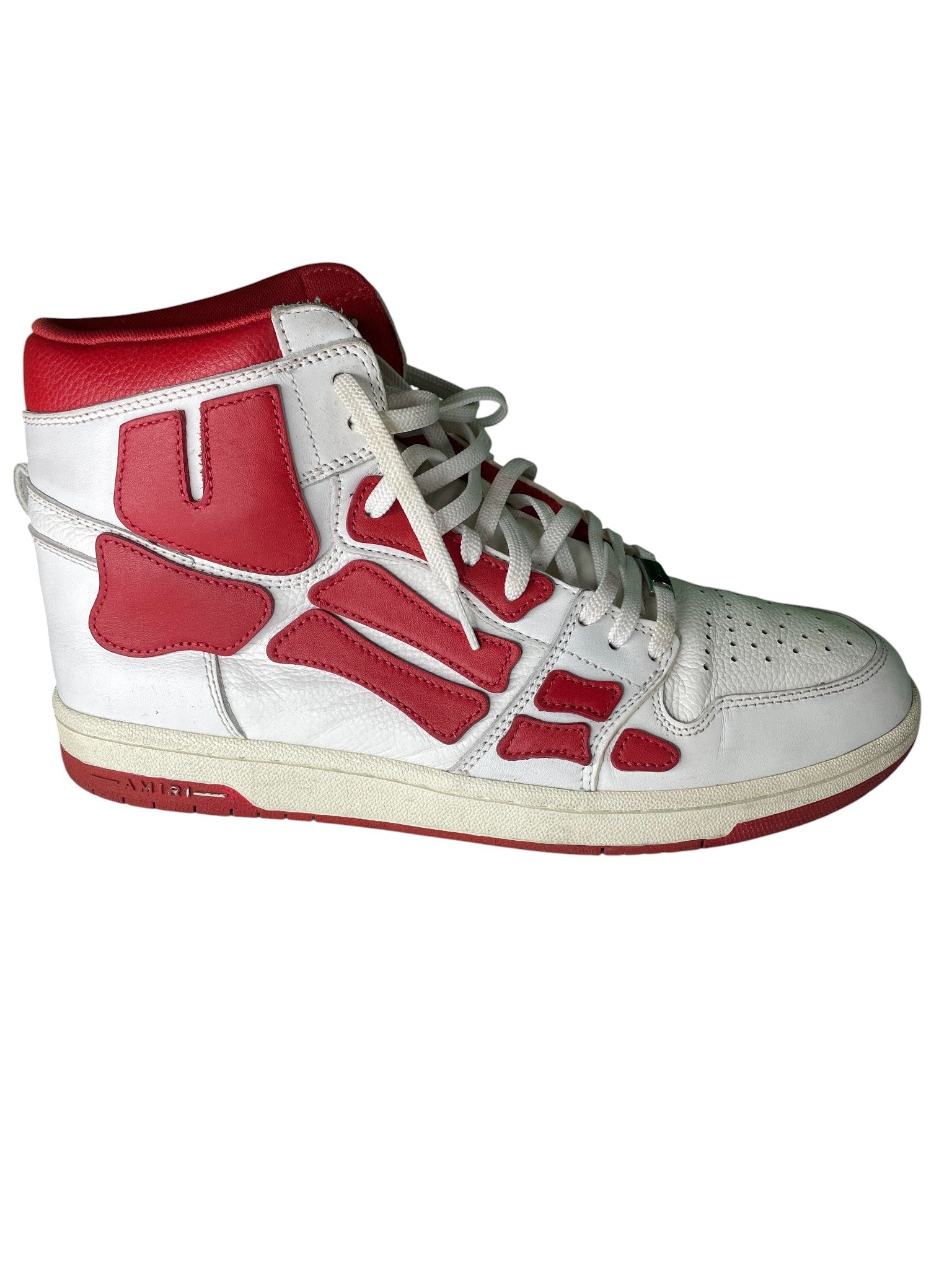 Amiri 'Skeleton' Red & White High Top