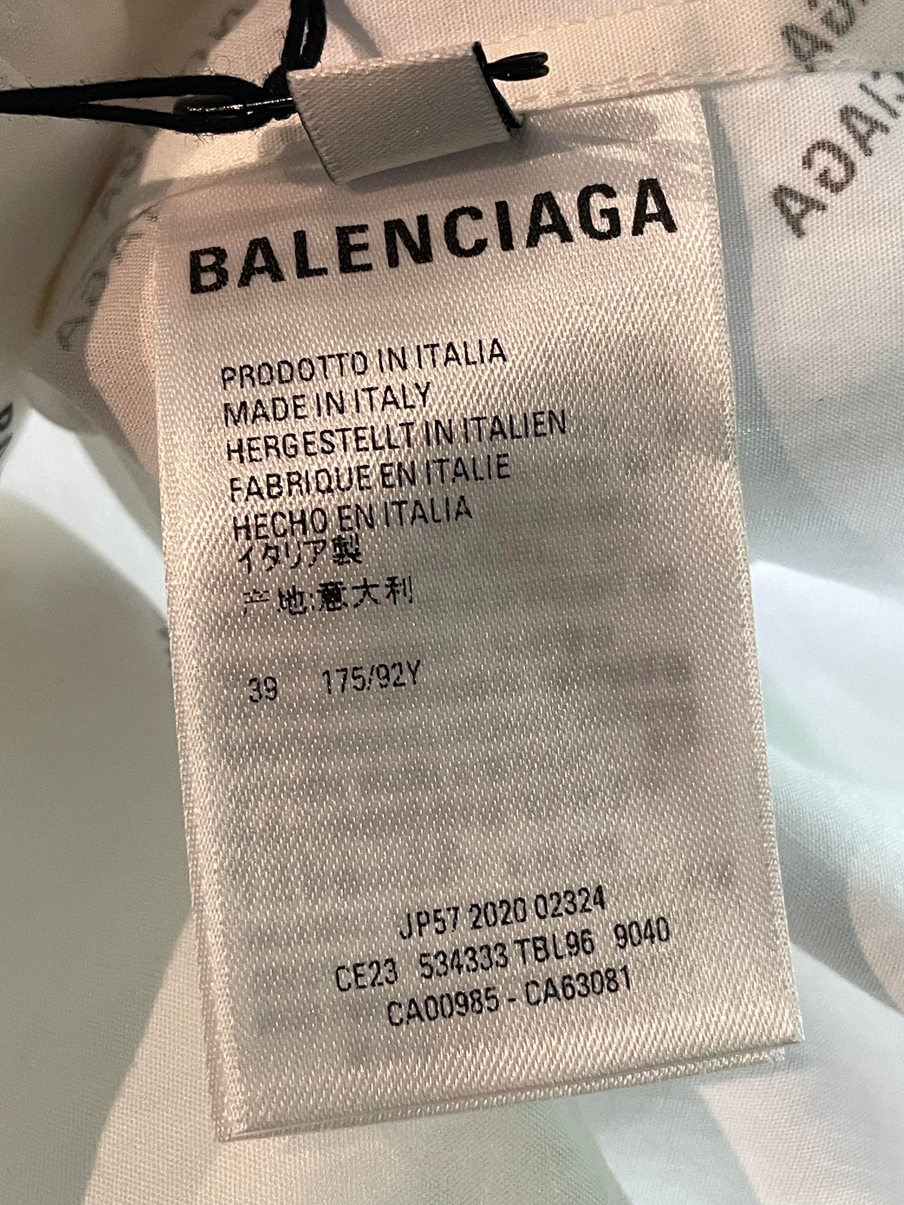 Balenciaga All Over Multi Logo Button Up White Shirt