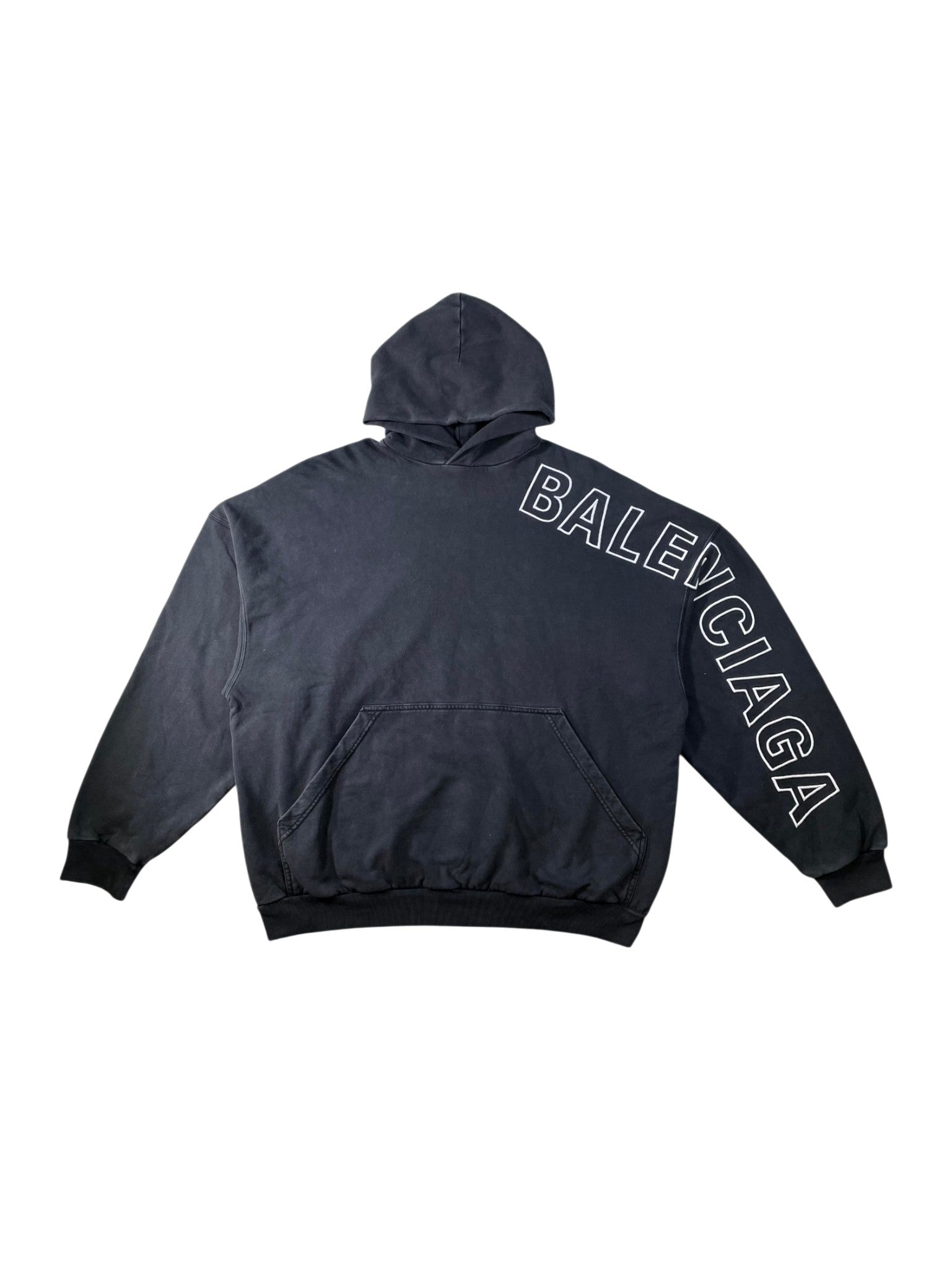 Balenciaga Arm Logo Black Wash Hoodie