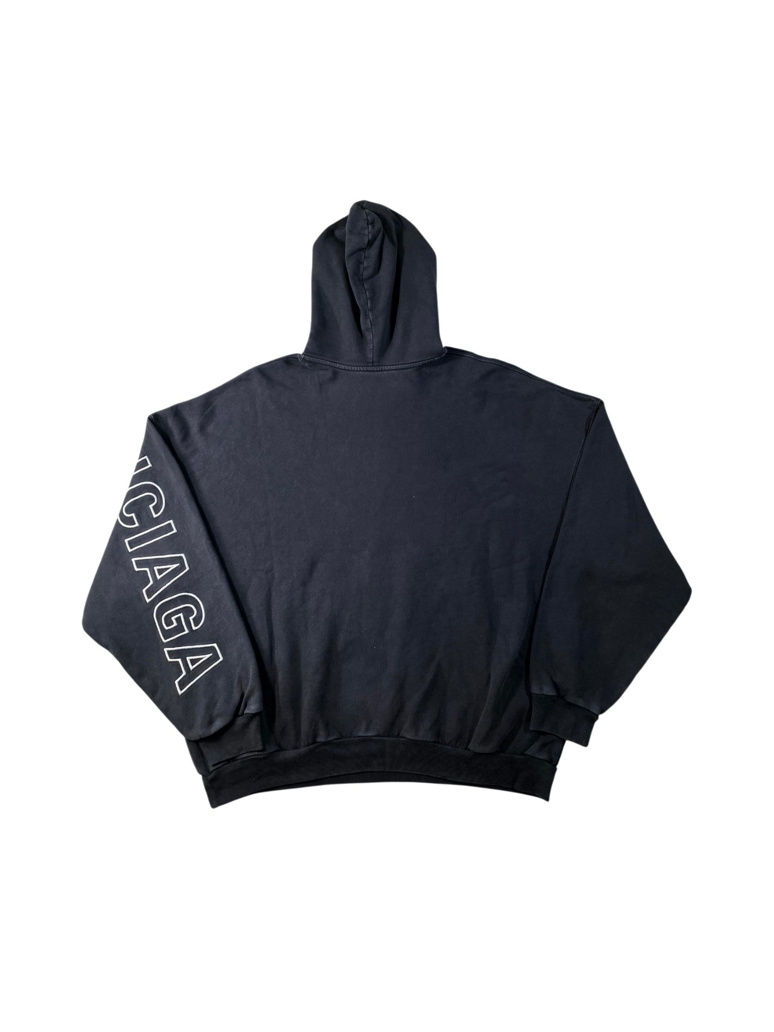 Balenciaga Arm Logo Black Wash Hoodie