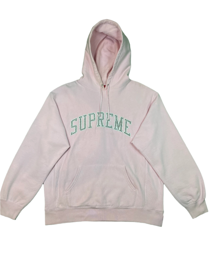 Supreme Studded Arc Logo Pink Pullover Hoodie
