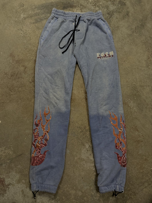 Amiri Flames Sweats Blue Used Medium