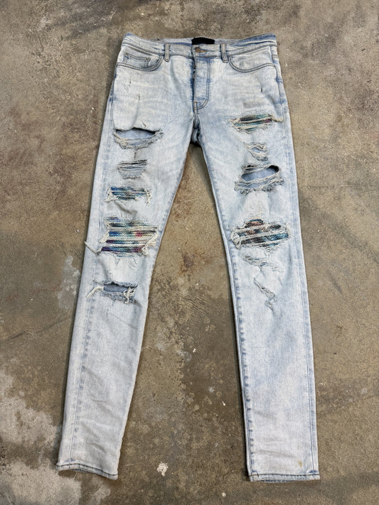 Amiri MX1 Light Wash Multi Patch Used 34