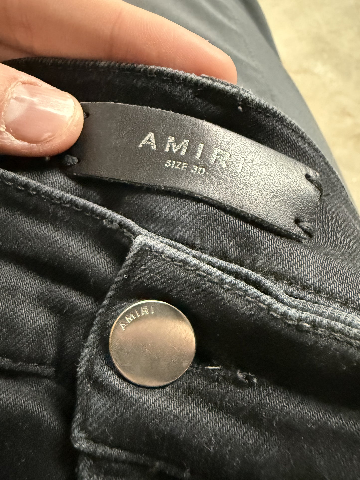 Amiri MX1 Black Iridescent Patch Used 30