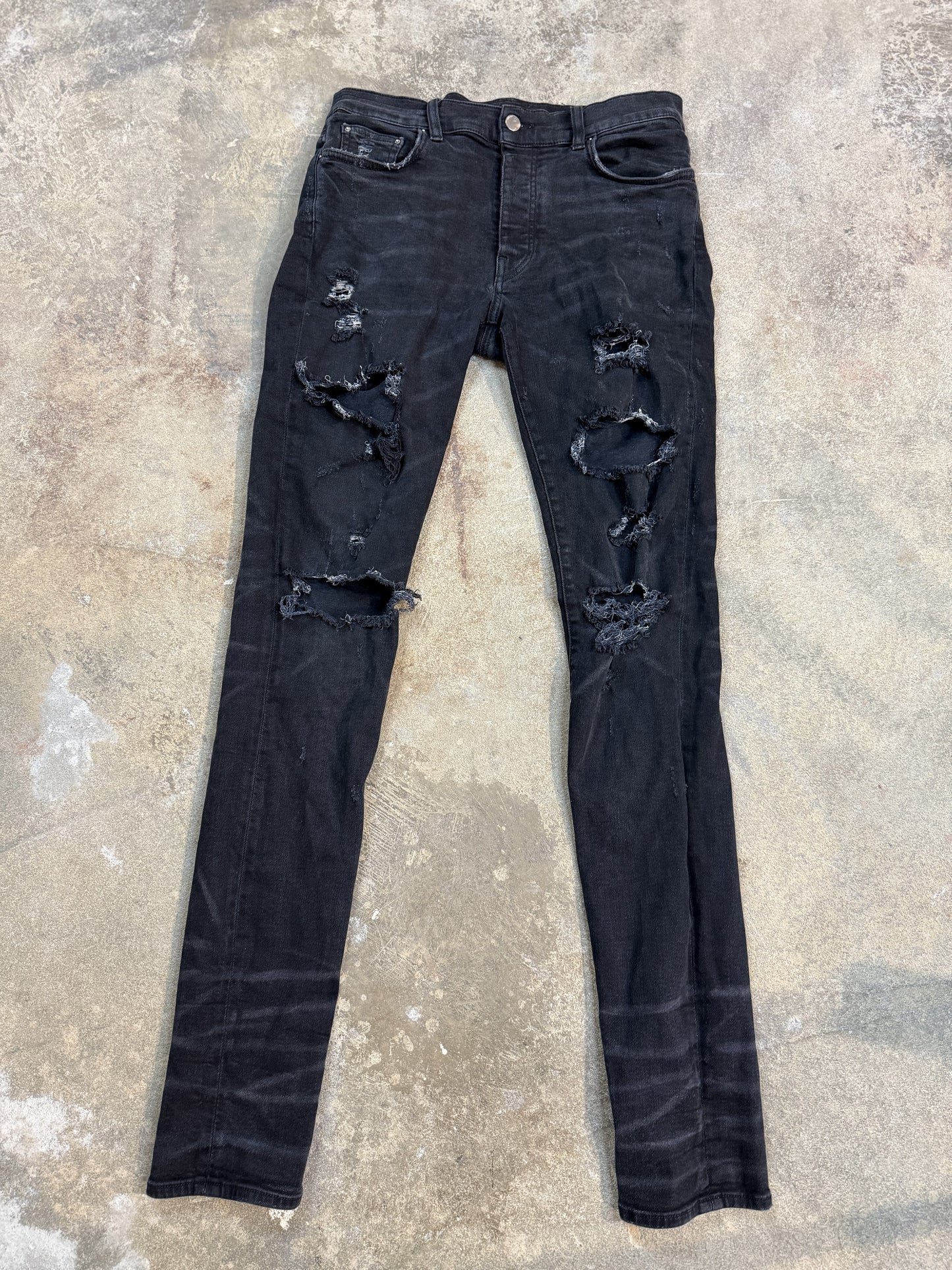 Amiri Plain Thrasher Black Ripped Used 31