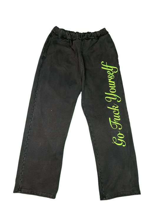 4G Go F*CK Yourself Embroidered Black & Green Sweats