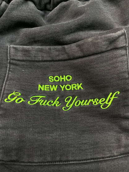 4G Go F*CK Yourself Embroidered Black & Green Sweats