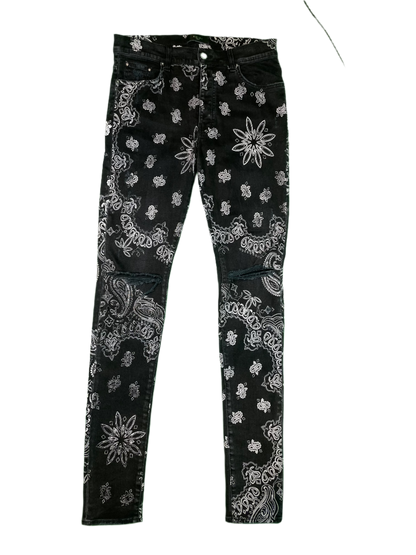 Amiri All Over Paisley Stack Black Jeans