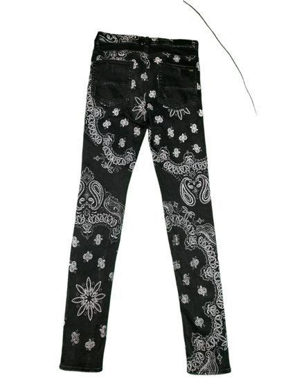 Amiri All Over Paisley Stack Black Jeans