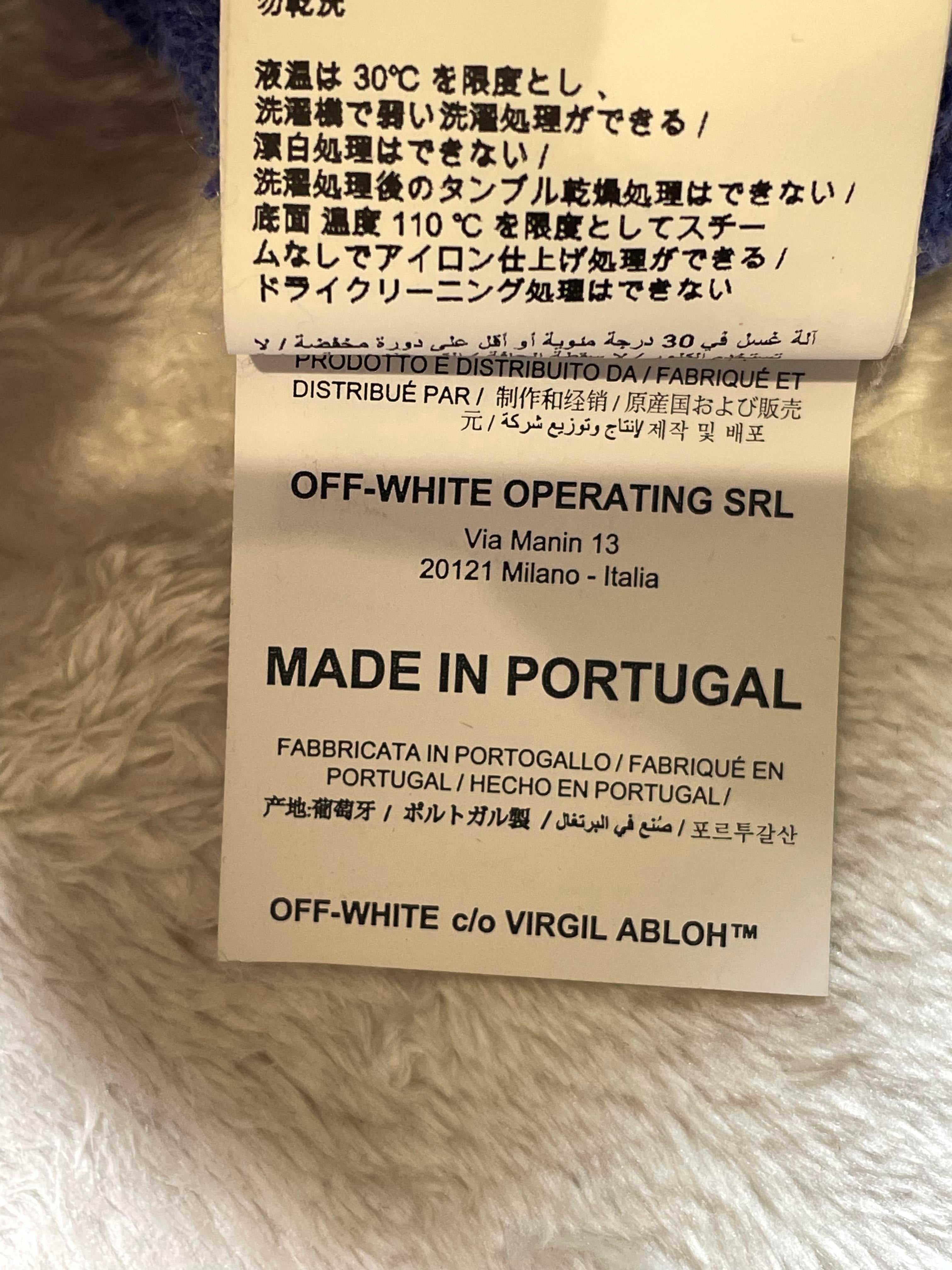 Off White Blue Embroidered Hoodie