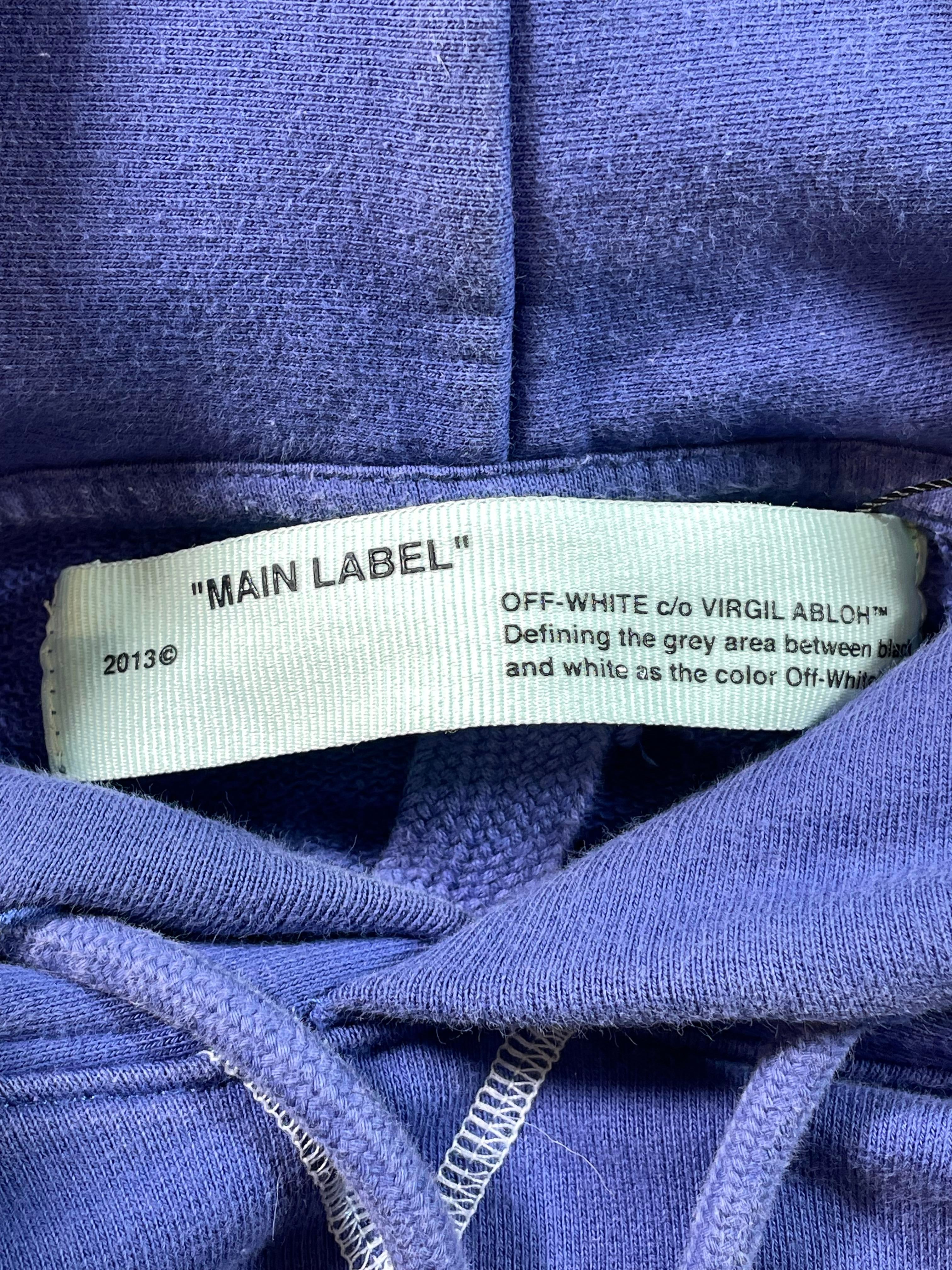 Off White Blue Embroidered Hoodie