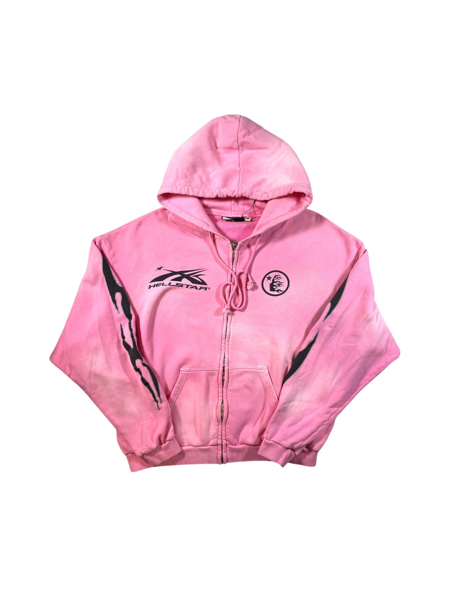 Hellstar Flames Zip Up Pink Hoodie