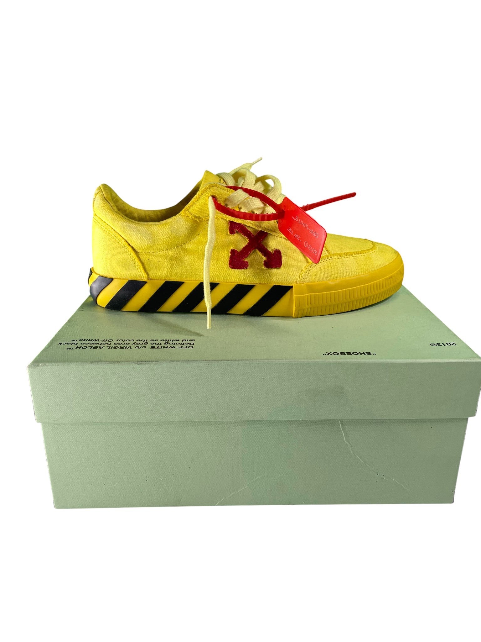Off White Yellow & Red Lowtop Sneakers