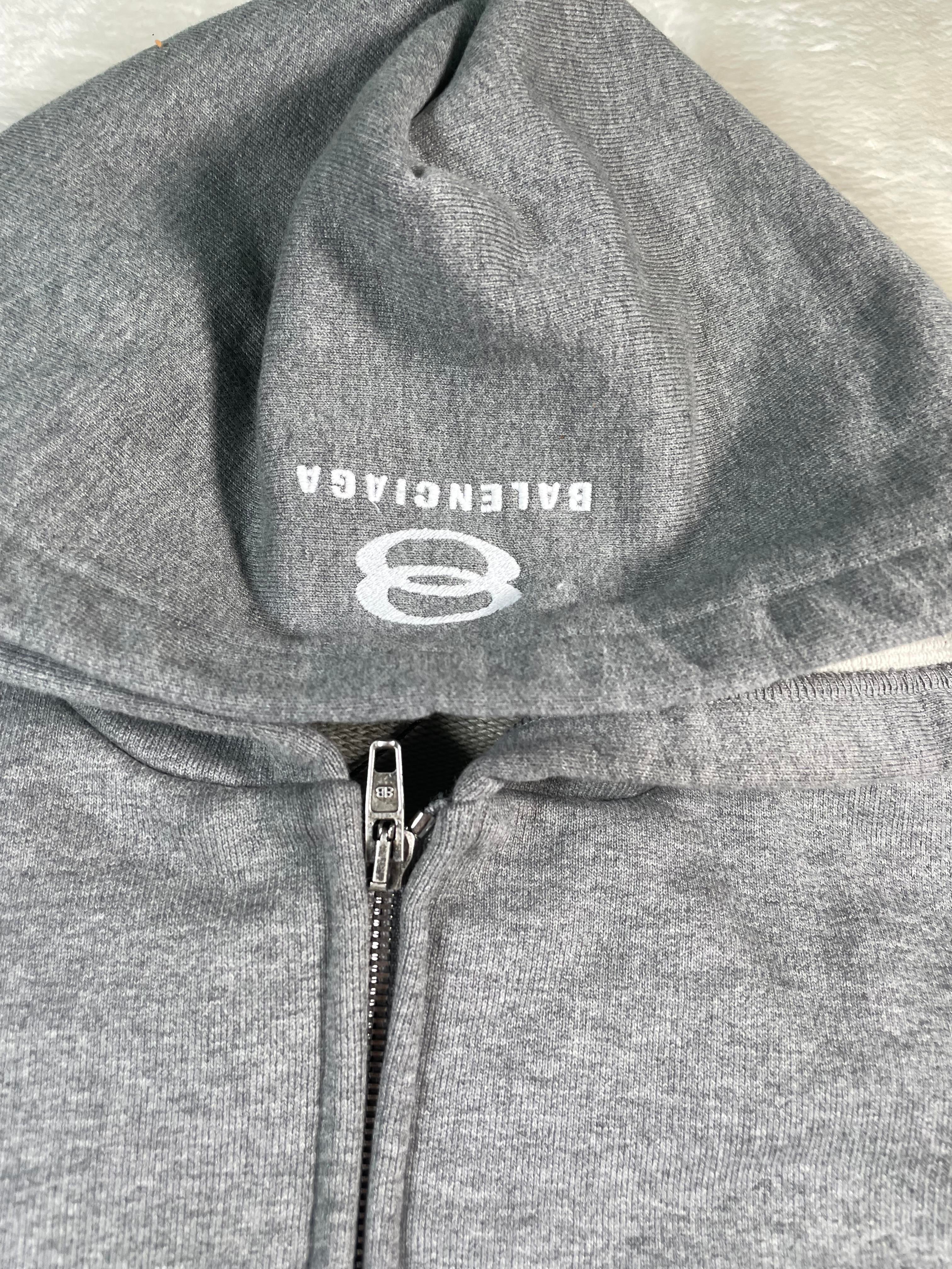 Balenciaga Cropped Zip Up Grey Hoodie