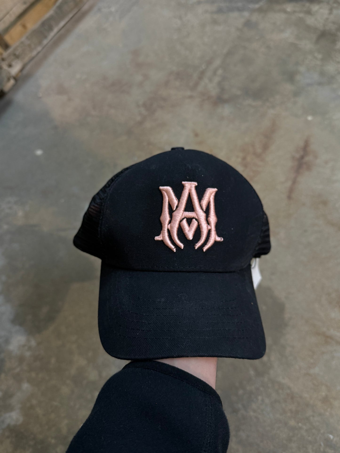 Amiri MA Logo Trucker Black Pink Used OSFM