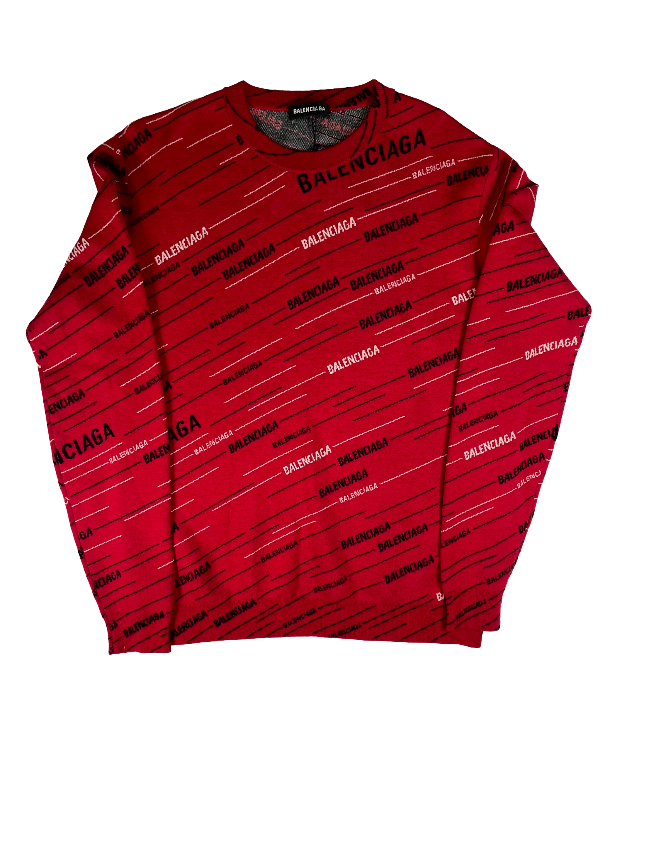Balenciaga Monogram Knit Red Sweater
