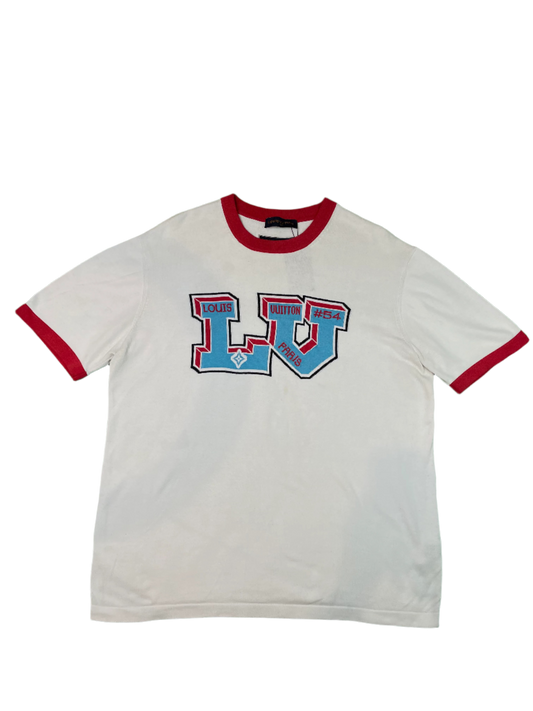 LV Logo Knit White & Red Tee